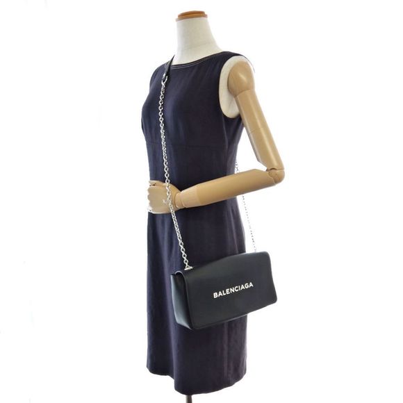 Balenciaga Everyday Chain Wallet Calf Black Crossbody - Picture 9 of 9